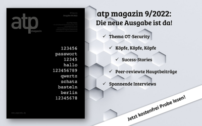 atp magazin 9/2022: Neue Ausgabe zum Thema OT-Security